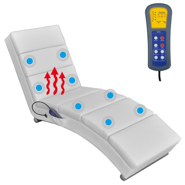 Tumbona de masaje reclinable de cuero sintético blanco Tumbona de masaje reclinable de cuero sintético blanco