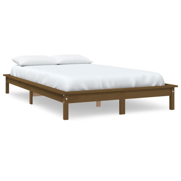 Estructura de cama madera maciza de pino marrón miel 160x200 cm Estructura de cama madera maciza de pino marrón miel 160x200 cm