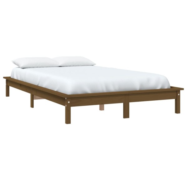 Estructura de cama madera maciza de pino marrón miel 160x200 cm Estructura de cama madera maciza de pino marrón miel 160x200 cm