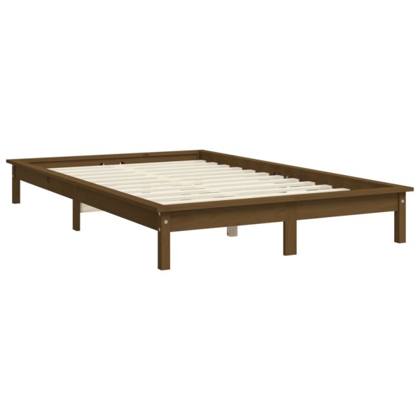 Estructura de cama madera maciza de pino marrón miel 160x200 cm Estructura de cama madera maciza de pino marrón miel 160x200 cm
