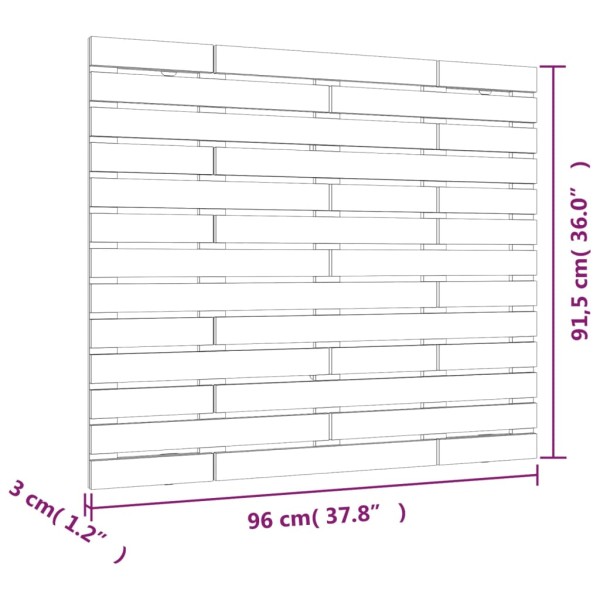 Cabecero cama pared madera maciza pino marrón miel 96x3x91,5 cm