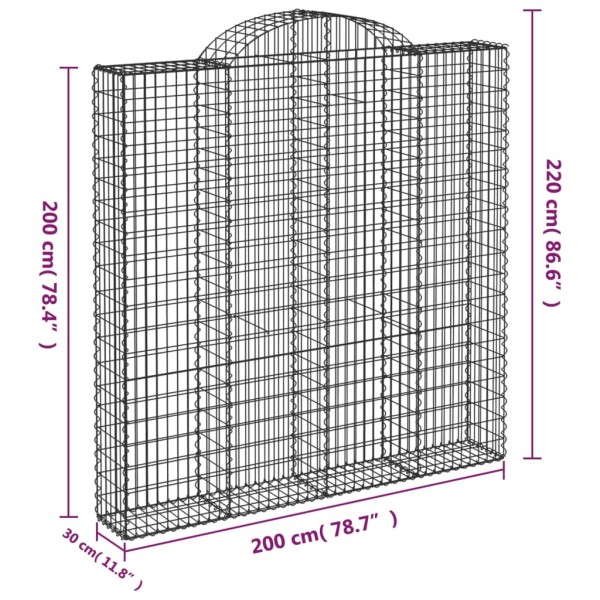 Cesta gaviones forma arco hierro galvanizado 200x30x200/220 cm Cesta gaviones forma arco hierro galvanizado 200x30x200/220 cm