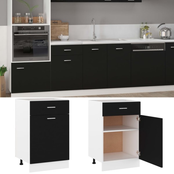 Armario inferior cajón cocina madera ingeniería negro Armario inferior cajón cocina madera ingeniería negro