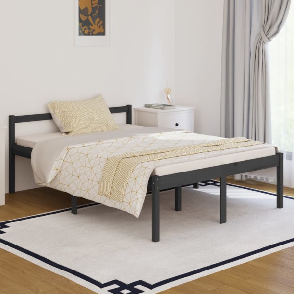 Cama para personas mayores madera maciza pino gris 140x190 cm Cama para personas mayores madera maciza pino gris 140x190 cm