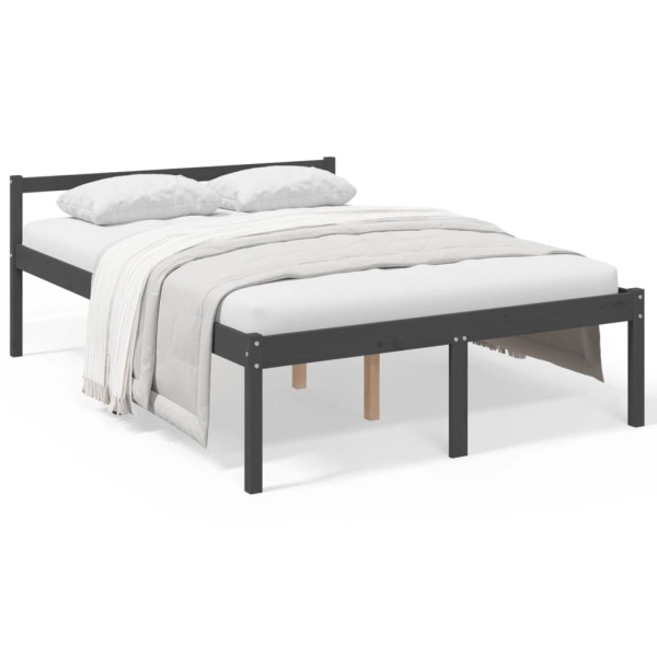 Cama para personas mayores madera maciza pino gris 140x190 cm Cama para personas mayores madera maciza pino gris 140x190 cm