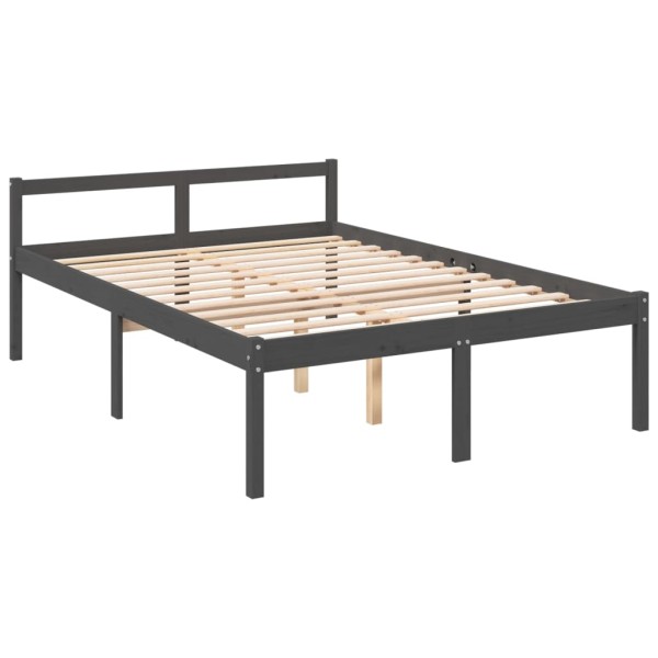 Cama para personas mayores madera maciza pino gris 140x190 cm Cama para personas mayores madera maciza pino gris 140x190 cm