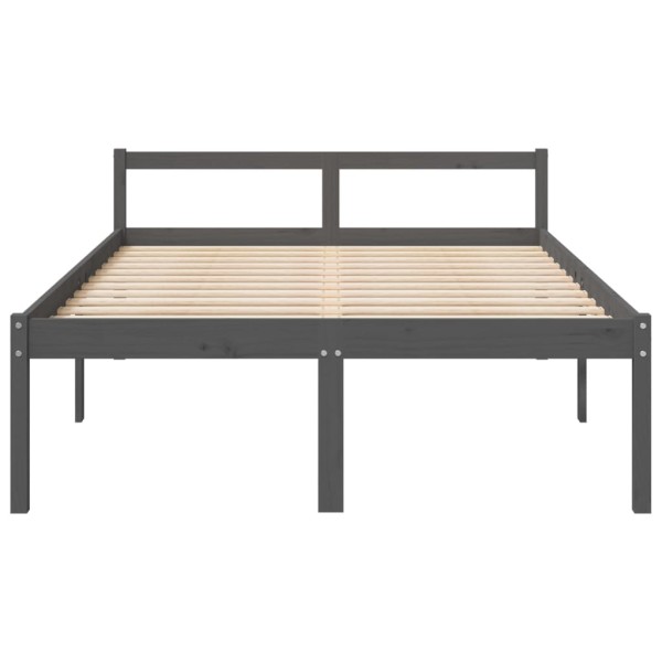 Cama para personas mayores madera maciza pino gris 140x190 cm Cama para personas mayores madera maciza pino gris 140x190 cm
