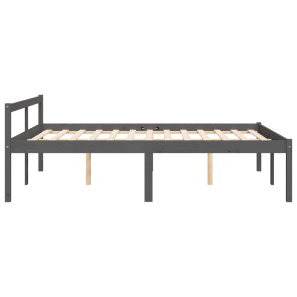Cama para personas mayores madera maciza pino gris 140x190 cm Cama para personas mayores madera maciza pino gris 140x190 cm