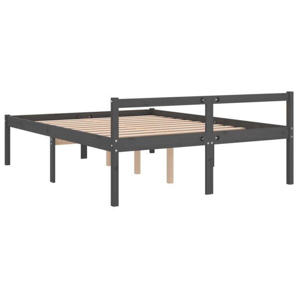 Cama para personas mayores madera maciza pino gris 140x190 cm Cama para personas mayores madera maciza pino gris 140x190 cm