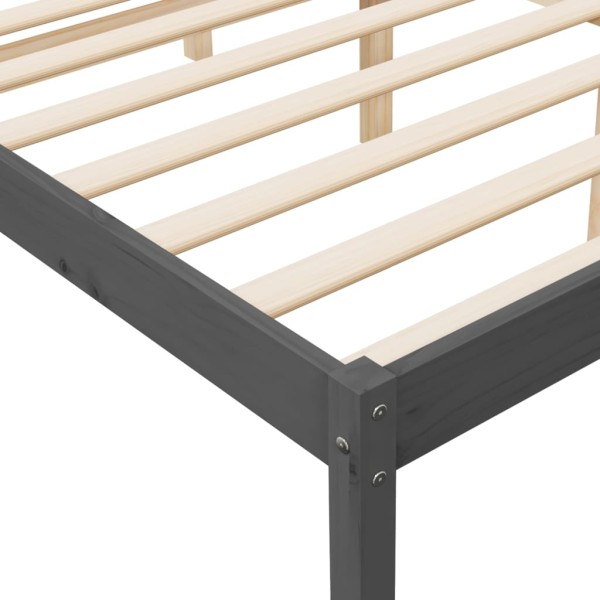 Cama para personas mayores madera maciza pino gris 140x190 cm Cama para personas mayores madera maciza pino gris 140x190 cm