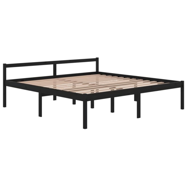 Cama para personas mayores madera maciza pino negra 200x200 cm