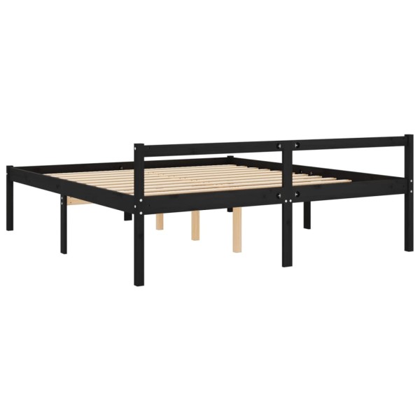 Cama para personas mayores madera maciza pino negra 200x200 cm