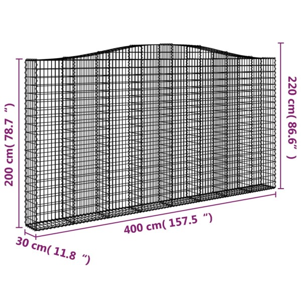Cesta gaviones forma arco hierro galvanizado 400x30x200/220 cm Cesta gaviones forma arco hierro galvanizado 400x30x200/220 cm