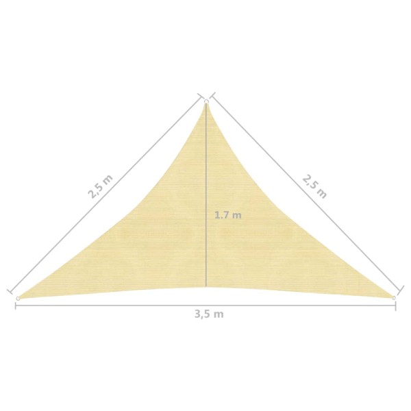 Toldo de vela beige HDPE 160 g/m² 2,5x2,5x3,5 m Toldo de vela beige HDPE 160 g/m² 2,5x2,5x3,5 m
