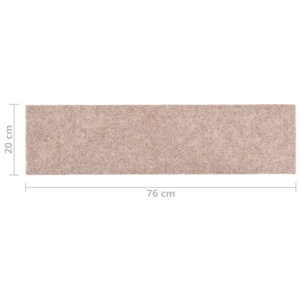 Alfombrillas autoadhesivas escaleras 15 uds marrón 76x20 cm