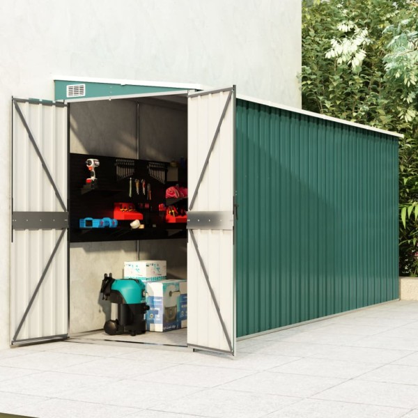 Cobertizo jardín pared acero galvanizado verde 118x382x178 cm Cobertizo jardín pared acero galvanizado verde 118x382x178 cm