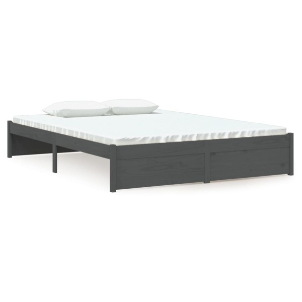 Estructura de cama de matrimonio madera maciza gris 135x190 cm Estructura de cama de matrimonio madera maciza gris 135x190 cm