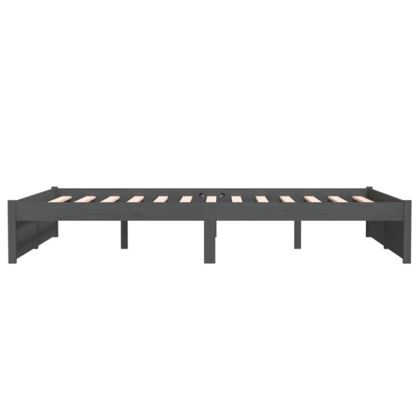 Estructura de cama de matrimonio madera maciza gris 135x190 cm Estructura de cama de matrimonio madera maciza gris 135x190 cm