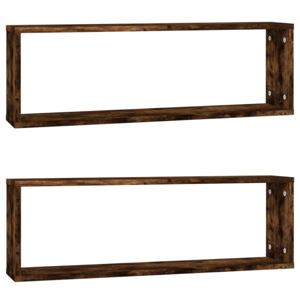 Estante cúbico de pared 2 uds madera roble ahumado 80x15x26,5cm Estante cúbico de pared 2 uds madera roble ahumado 80x15x26,5cm