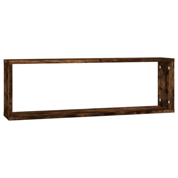 Estante cúbico de pared 2 uds madera roble ahumado 80x15x26,5cm Estante cúbico de pared 2 uds madera roble ahumado 80x15x26,5cm