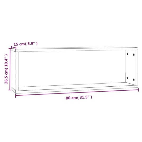 Estante cúbico de pared 2 uds madera roble ahumado 80x15x26,5cm Estante cúbico de pared 2 uds madera roble ahumado 80x15x26,5cm