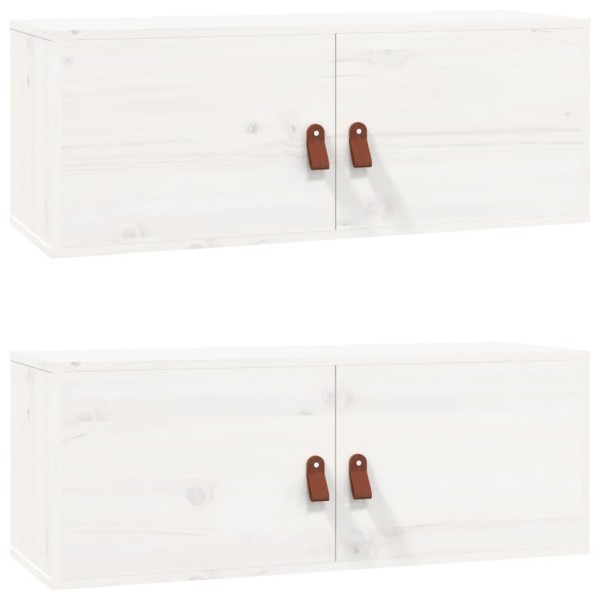 Armarios de pared 2 uds madera maciza pino blanco 80x30x30 cm