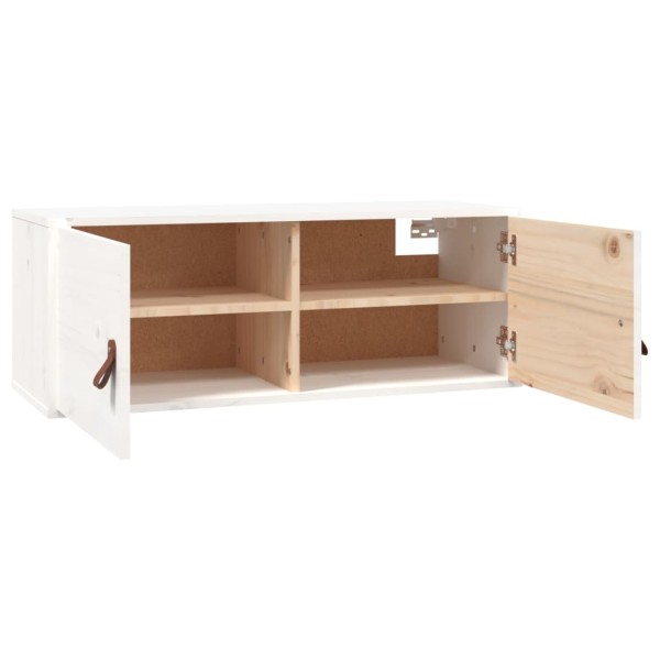 Armarios de pared 2 uds madera maciza pino blanco 80x30x30 cm