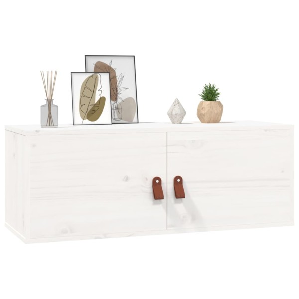 Armarios de pared 2 uds madera maciza pino blanco 80x30x30 cm