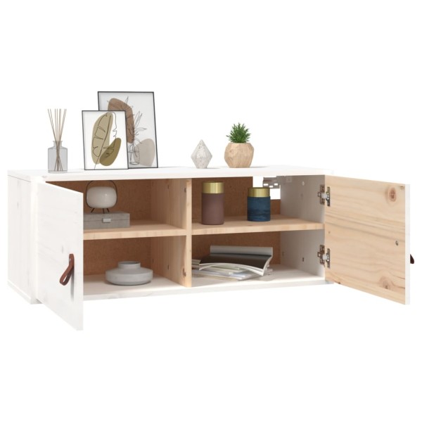 Armarios de pared 2 uds madera maciza pino blanco 80x30x30 cm