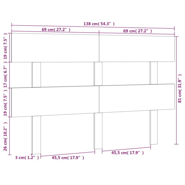 Cabecero de cama madera maciza de pino gris 138x3x81 cm