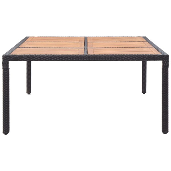 Mesa de jardín ratán PE y madera de acacia negro 200x150x74 cm Mesa de jardín ratán PE y madera de acacia negro 200x150x74 cm