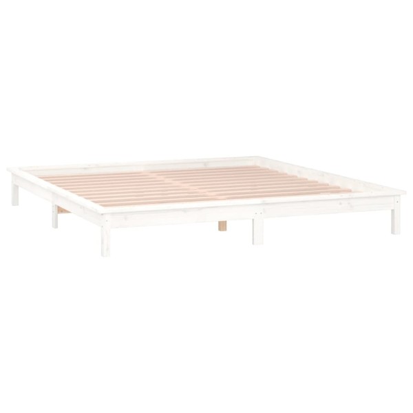 Estructura de cama con LEDs madera maciza blanca 150x200 cm Estructura de cama con LEDs madera maciza blanca 150x200 cm