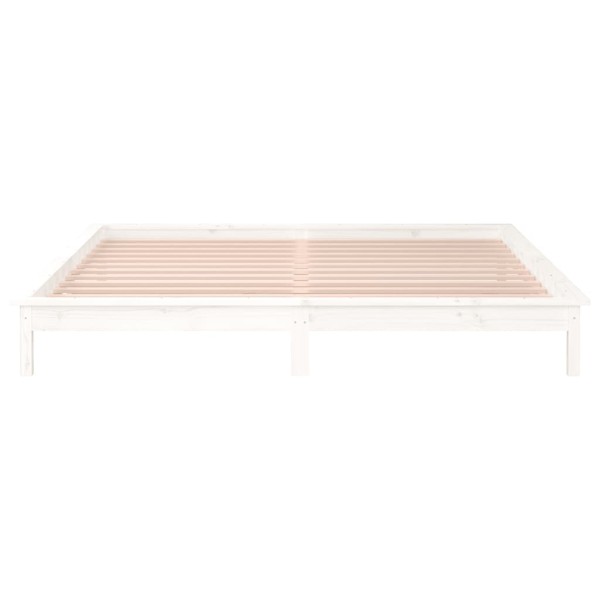 Estructura de cama con LEDs madera maciza blanca 150x200 cm Estructura de cama con LEDs madera maciza blanca 150x200 cm