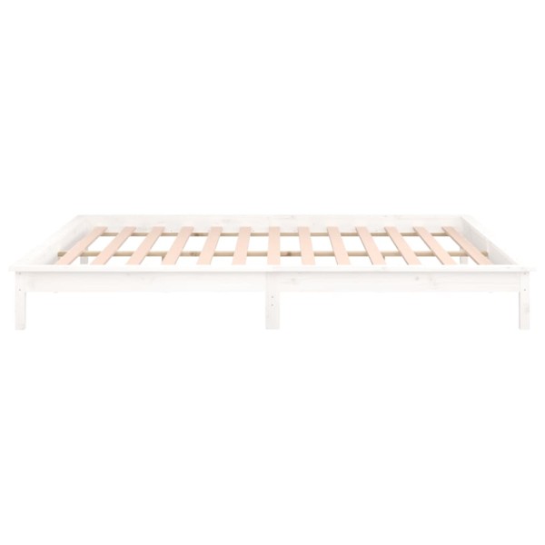 Estructura de cama con LEDs madera maciza blanca 150x200 cm Estructura de cama con LEDs madera maciza blanca 150x200 cm
