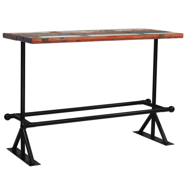 Mesa de bar de madera maciza reciclada multicolor 150x70x107 cm Mesa de bar de madera maciza reciclada multicolor 150x70x107 cm
