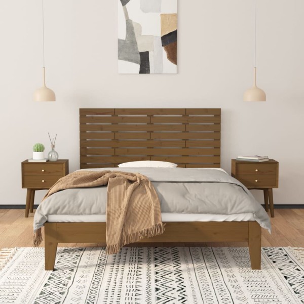 Cabecero cama pared madera maciza pino marrón miel 126x3x63 cm Cabecero cama pared madera maciza pino marrón miel 126x3x63 cm