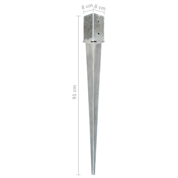 Picas de tierra 12 uds acero galvanizado plateado 8x8x91 cm Picas de tierra 12 uds acero galvanizado plateado 8x8x91 cm