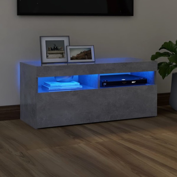 Mueble de TV con luces LED gris hormigón 90x35x40 cm Mueble de TV con luces LED gris hormigón 90x35x40 cm