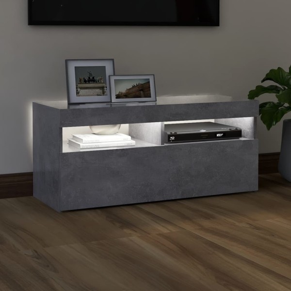 Mueble de TV con luces LED gris hormigón 90x35x40 cm Mueble de TV con luces LED gris hormigón 90x35x40 cm