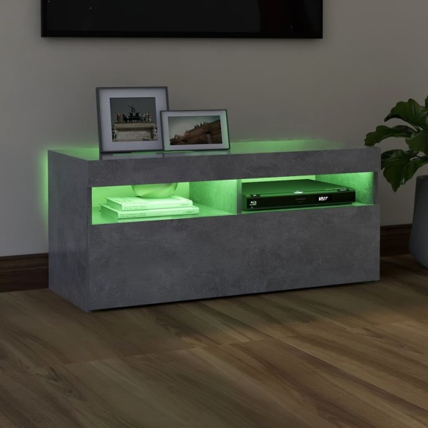 Mueble de TV con luces LED gris hormigón 90x35x40 cm Mueble de TV con luces LED gris hormigón 90x35x40 cm