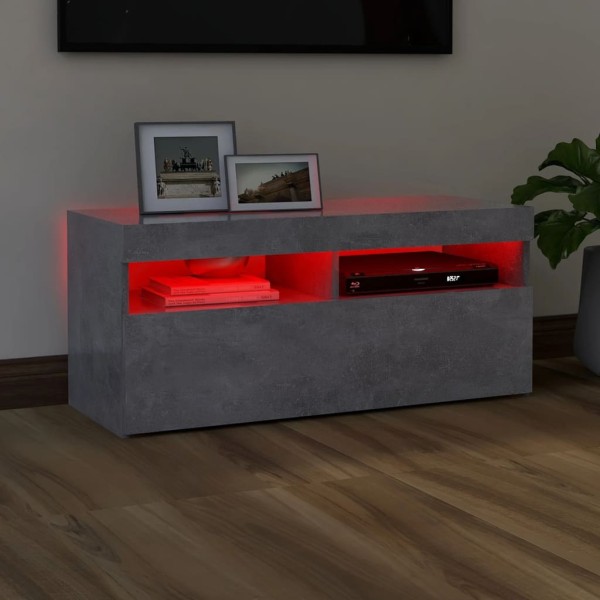 Mueble de TV con luces LED gris hormigón 90x35x40 cm Mueble de TV con luces LED gris hormigón 90x35x40 cm