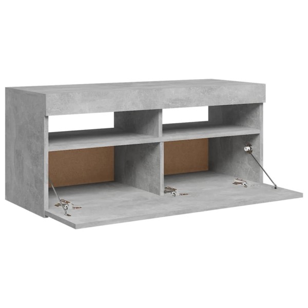 Mueble de TV con luces LED gris hormigón 90x35x40 cm Mueble de TV con luces LED gris hormigón 90x35x40 cm