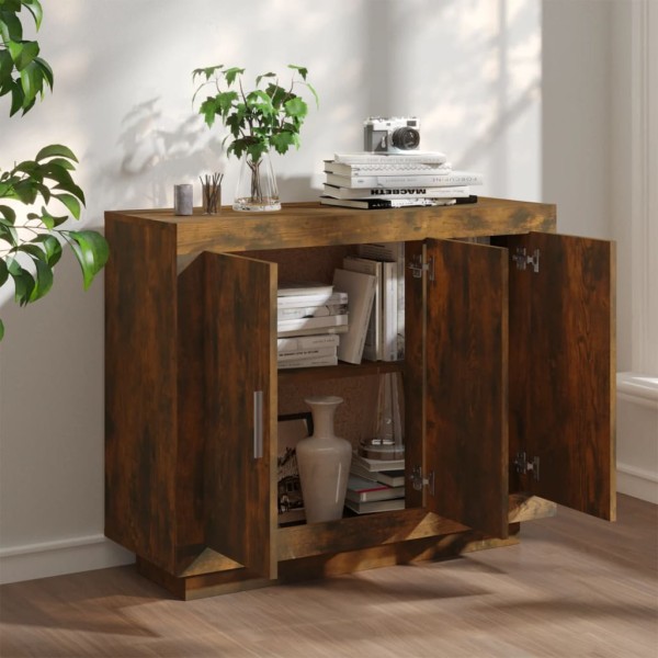 Aparador madera contrachapada color roble ahumado 92x35x75 cm Aparador madera contrachapada color roble ahumado 92x35x75 cm
