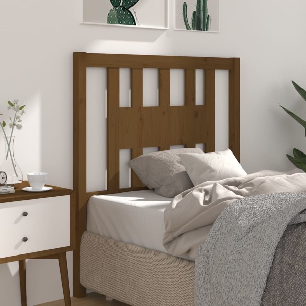 Cabecero madera maciza de pino marrón miel 81x4x100 cm Cabecero madera maciza de pino marrón miel 81x4x100 cm
