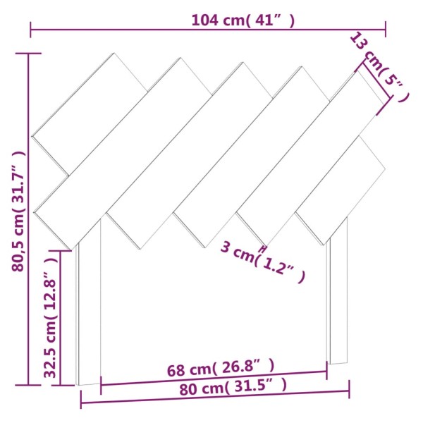 Cabecero de cama madera maciza de pino gris 104x3x80,5 cm Cabecero de cama madera maciza de pino gris 104x3x80,5 cm