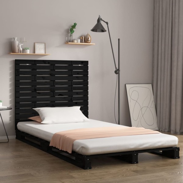 Cabecero de cama de pared madera maciza pino negro 81x3x91,5 cm Cabecero de cama de pared madera maciza pino negro 81x3x91,5 cm