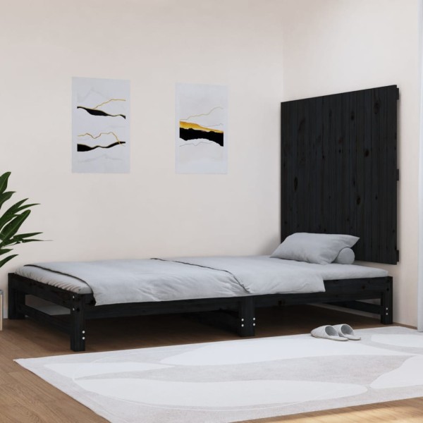 Cabecero de cama de pared madera maciza pino negro 108x3x90 cm Cabecero de cama de pared madera maciza pino negro 108x3x90 cm
