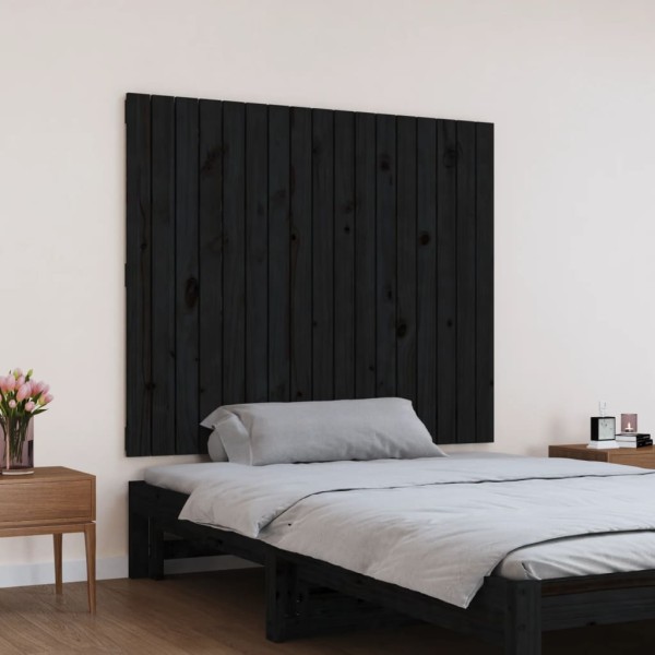 Cabecero de cama de pared madera maciza pino negro 108x3x90 cm Cabecero de cama de pared madera maciza pino negro 108x3x90 cm