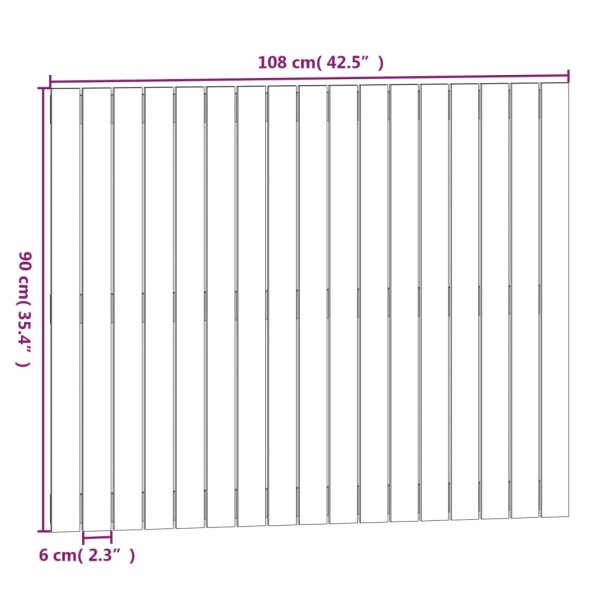 Cabecero de cama de pared madera maciza pino negro 108x3x90 cm Cabecero de cama de pared madera maciza pino negro 108x3x90 cm