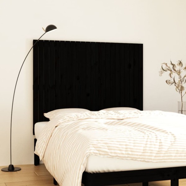 Cabecero de cama pared madera maciza pino negro 140x3x110 cm Cabecero de cama pared madera maciza pino negro 140x3x110 cm